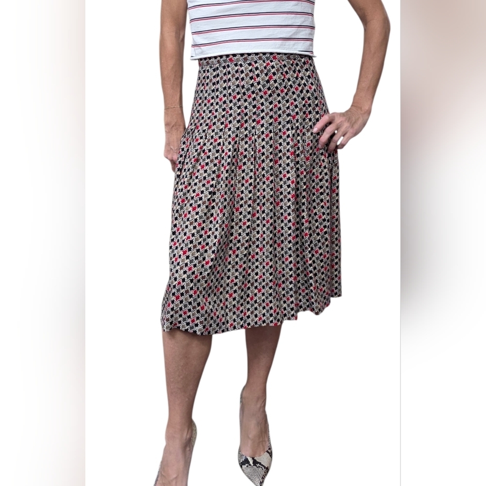 Vintage 90s Norton McNaughton Skirt 12 Geometric Print Midi A-Line